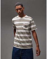 Element - T-shirt rayé avec poche à logo emblématique - crème - Lyst