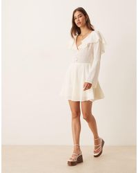 ASOS - Ruffle Neckline Prairie Smock Dress - Lyst