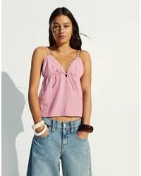 Bershka - Ruffle Strap Top - Lyst