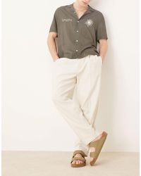 ASOS - Smart Oversized Tapered Linen Blend Trousers With Front Pleat - Lyst