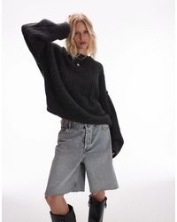 TOPSHOP - – flauschiger, gerippter oversize-strickpullover - Lyst