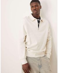 ASOS - Sweatshirt Met Kwart Rits En Kraag - Lyst