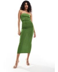 New Look - Ruched Side Bandeau Midi Dress - Lyst