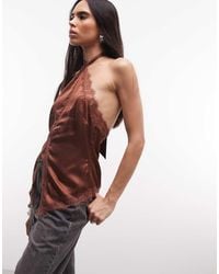 Reclaimed Vintage - Halter Scarf Top With Lace - Lyst