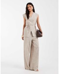 Object - Linen Mix Tailored Wide Leg Pants - Lyst