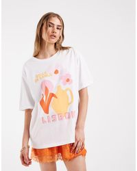 ONLY - Oversized T-Shirt With Floral Lisbon Graphic - Lyst