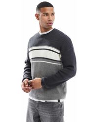 Hollister - Maglione Squadrato Color Blu Con Pannelli A Contrasto - Lyst