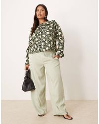 ASOS - Curve Soft Barrel Leg Pants With Seam Detail - Lyst