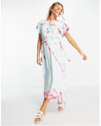 Raga Leslie - Aangerimpelde Midi-jurk Met Tie-dye - Blauw
