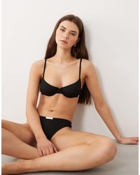 ASOS - Nora Rib Knit Underwire Bra With Woven Tab Detail - Lyst