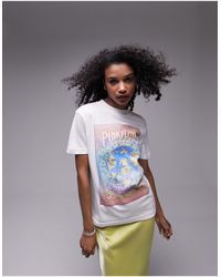 TOPSHOP - T-shirt effet rétréci avec imprimé affiche pink floyd sous licence - écru - Lyst