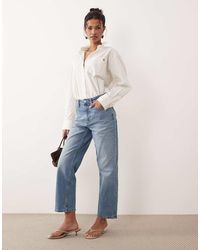 ASOS - Vaqueros Capri Azul Auténtico Medio Cómodos Y Elásticos De Pernera Recta De - Lyst