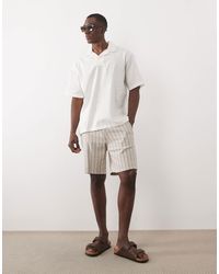 Only & Sons - Short ample en lin mélangé à rayures - beige et crème - Lyst