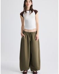 Stradivarius - Plush Jogger Trousers With Toggles - Lyst
