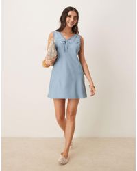 ASOS - – ärmelloses minikleid aus weichem denim - Lyst