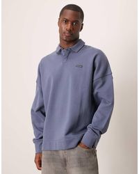 Calvin Klein - Camisa Azul Acero De Estilo Rugby Con Etiqueta Del Logo De -Gris - Lyst