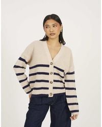 Brave Soul - Stripe V-Neck Fisherman Knit Cardigan - Lyst