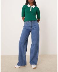 Vila - Freya High Waist Wide Leg Jean - Lyst