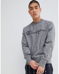 Champion Reverse Weave Sweatshirt With Large Script Logo In Grey - Gray