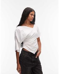 ASOS - Fallen Shoulder With Cinched Waist Top - Lyst