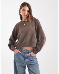 ASOS - Crew Neck Jumper With Raglan And Fisherman Rib Sleeve Detail - Lyst