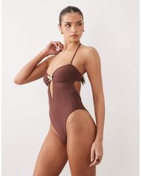 Oh Polly - Butterfly Detail Cut Out Bandeau Swimsuit - Lyst