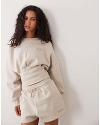Kaiia - Cotton Rich Extreme Oversized Sleeve Cinched Waist Sweatshirt Co-ord - Lyst