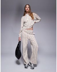 ARMANI EXCHANGE - Gebreide Broek Met Wijde Pijpen En Monogramlogo - Lyst