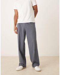 ASOS - Pantalon habillé ample en flanelle à fines rayures avec taille élastique - foncé - Lyst