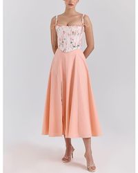 House Of Cb - Clarabelle Cotton Detachable Corset Midi Sundress - Lyst