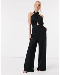 Y.A.S Jumpsuit With Twisted Halter Neck - Black