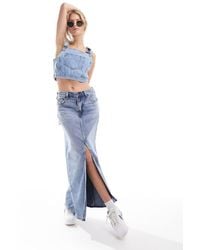 Levi's - Ankle Column Front Slit Denim Skirt - Lyst