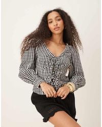 Nobody's Child - Blusa A Cuadros Vichy Monocromáticos Con Lazada Delantera Dallas De - Lyst