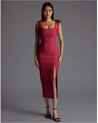 Vesper - Square Neck Bow Strap Midaxi Dress - Lyst