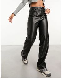Pimkie - Leather Look High Waisted Straight Leg Trousers - Lyst