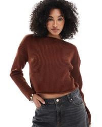ASOS - Crew Neck Boxy Rib Jumper With Rolled Edge - Lyst