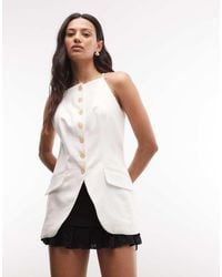 River Island - Linen Look Longline Waistcoat - Lyst