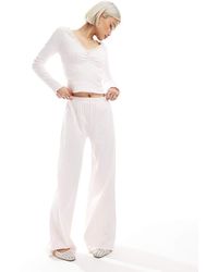 Miss Selfridge - Pantalones Rosas De Pernera Ancha De Punto Pointelle De (Parte De Un Conjunto) - Lyst