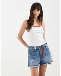 ONLY - Denim Short Met Riem - Lyst