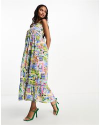 Nobody's Child - Tie Shoulder Postcard Print Cami Dress - Lyst