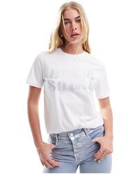 Pieces - Camiseta blanca con estampado - Lyst