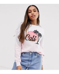River Island River Island Sweatshirt With Slogan In Tie Dye - Pink