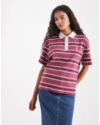 4th & Reckless - T-shirt style rugby en coton à rayures avec logo brodé - framboise - Lyst