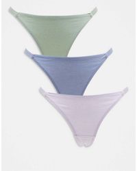 ASOS - 3 Pack Cotton Tanga Thongs - Lyst