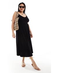 ASOS - Asos Design Curve Crinkle Cami Shirred Bodice Full Skirt Midi Dress - Lyst