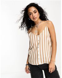 ONLY - V Neck Button Down Cami Top - Lyst