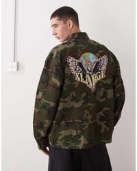 X-Large - Camisa Verde De Estilo Militar Con Estampado De Camuflaje Y Gráfico Del Logo De Tejido Antidesgarros De - Lyst