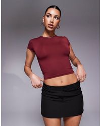 ASOS - Top Sinuoso A Maniche Corte Bordeaux - Lyst