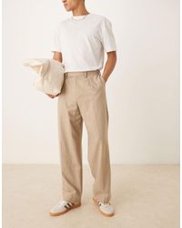 ASOS - Smart Wide Leg Wool Mix Trousers With Front Pleat - Lyst