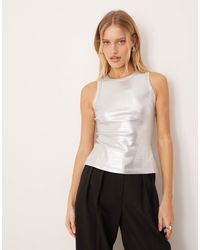 Never Fully Dressed - Cotton Rich Metallic Ribbed Tank Top - Lyst
